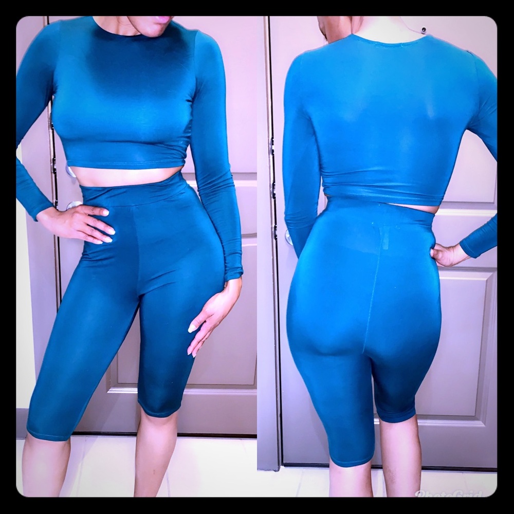 Two piece teal outfit